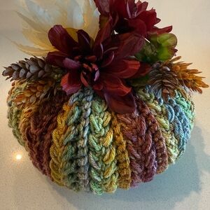 Handcrafted Multicolor Knit Pumpkin Decor